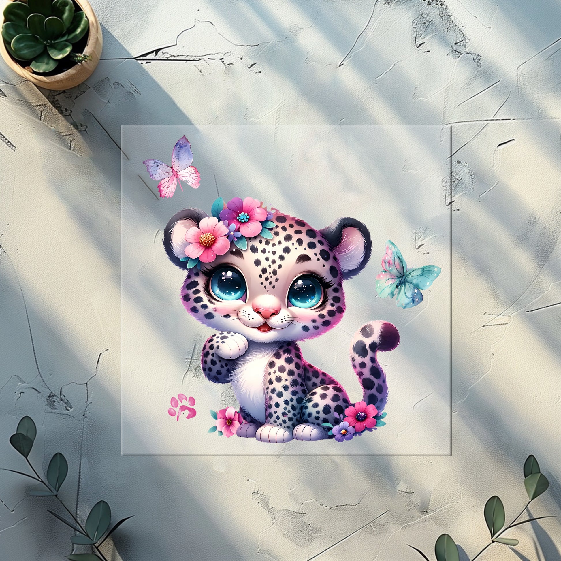 Stoffpaket Baby Leo 1m Stoff Detailaufnahme – Leopard Kinderstoff French Terry