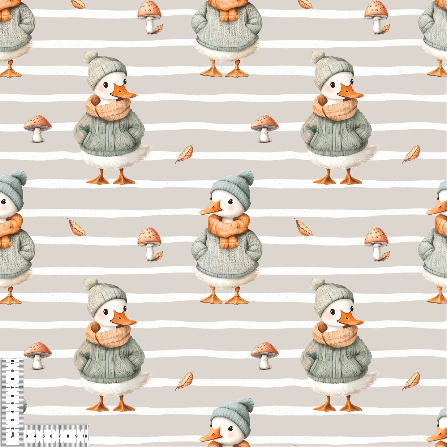 Herbst Gans Kinderstoff French Terry – Gänse Motiv Meterware Nähprojekt