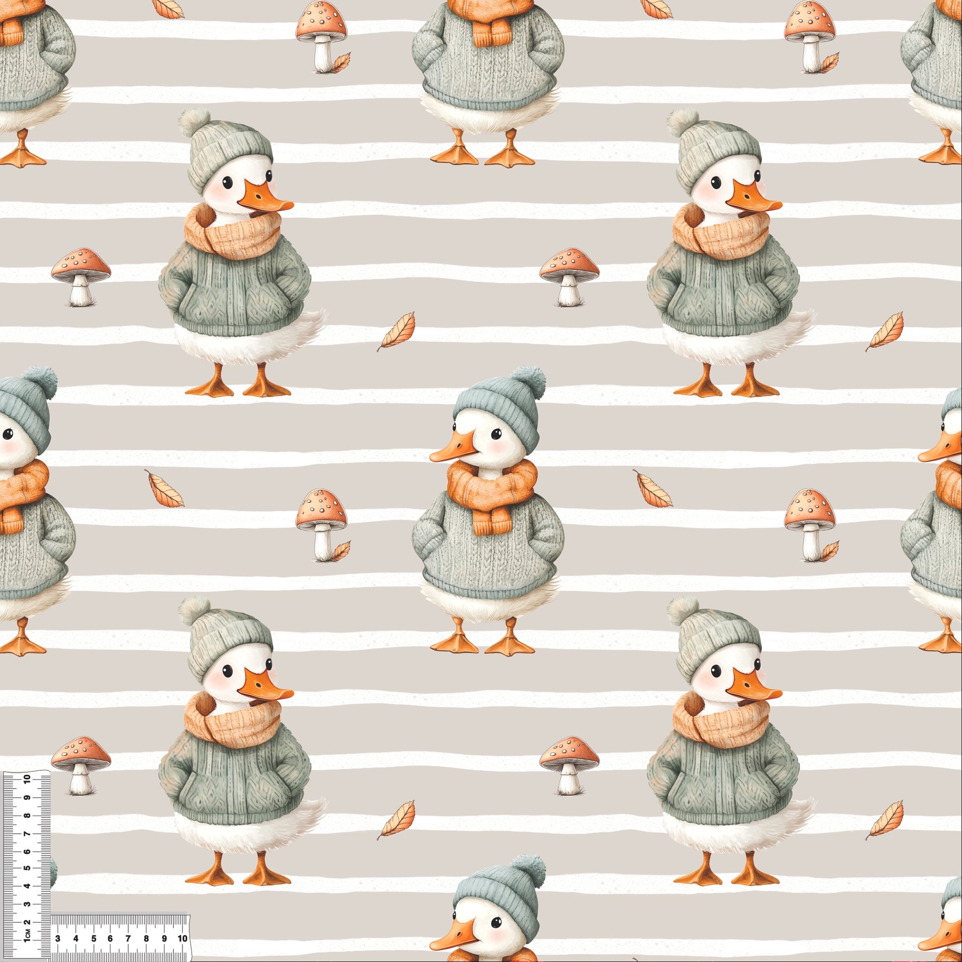 Herbst Gans Kinderstoff French Terry – Gänse Motiv Meterware Nähprojekt