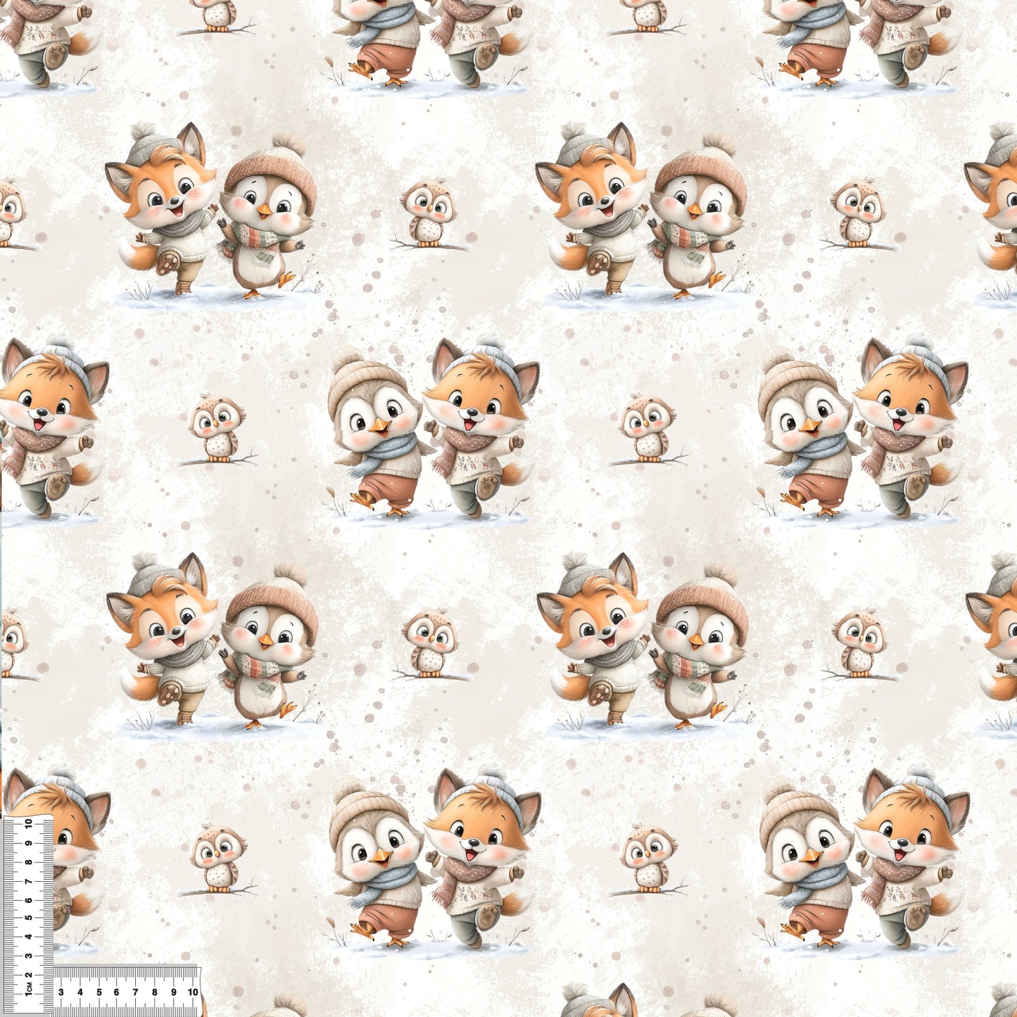 Fuchs Pinguin Eule Kinderstoff Farbvariante – Weihnachten Jersey Meterware