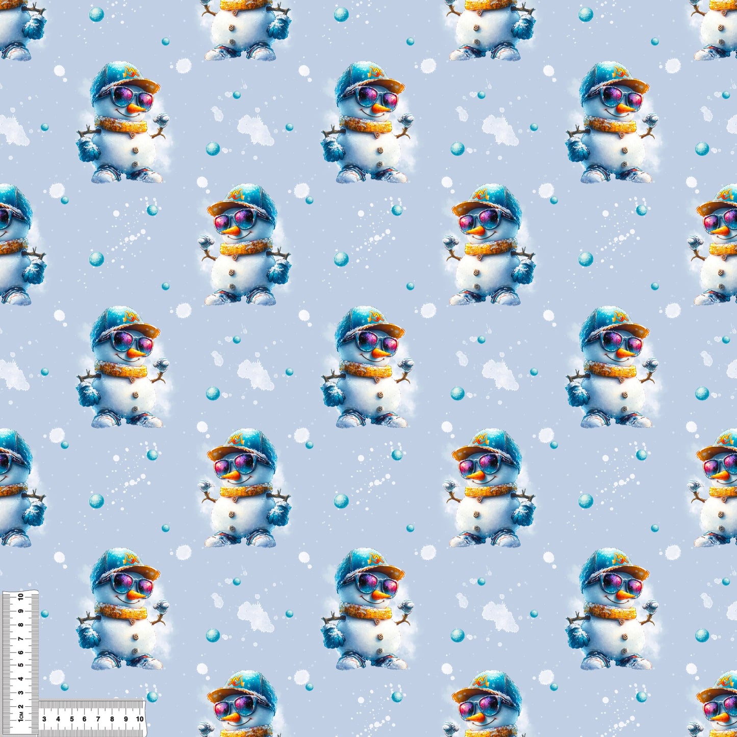 Cooler Schneemann Kinderstoff French Terry – Winter Motiv Meterware Nähprojekt