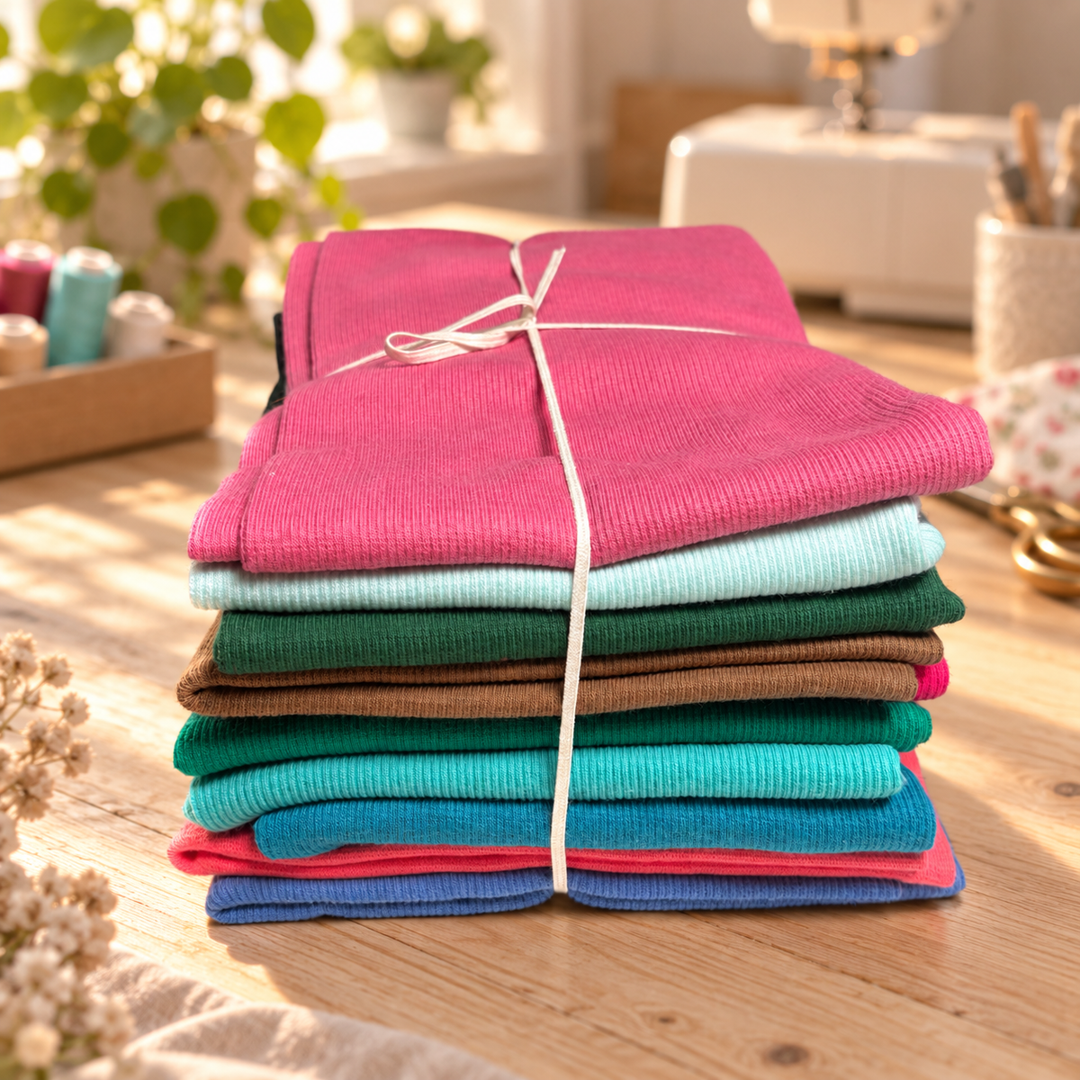 Bündchen Set 10 x 0,5 m | Fein- & Grobripp bunt gemischt | Probierset