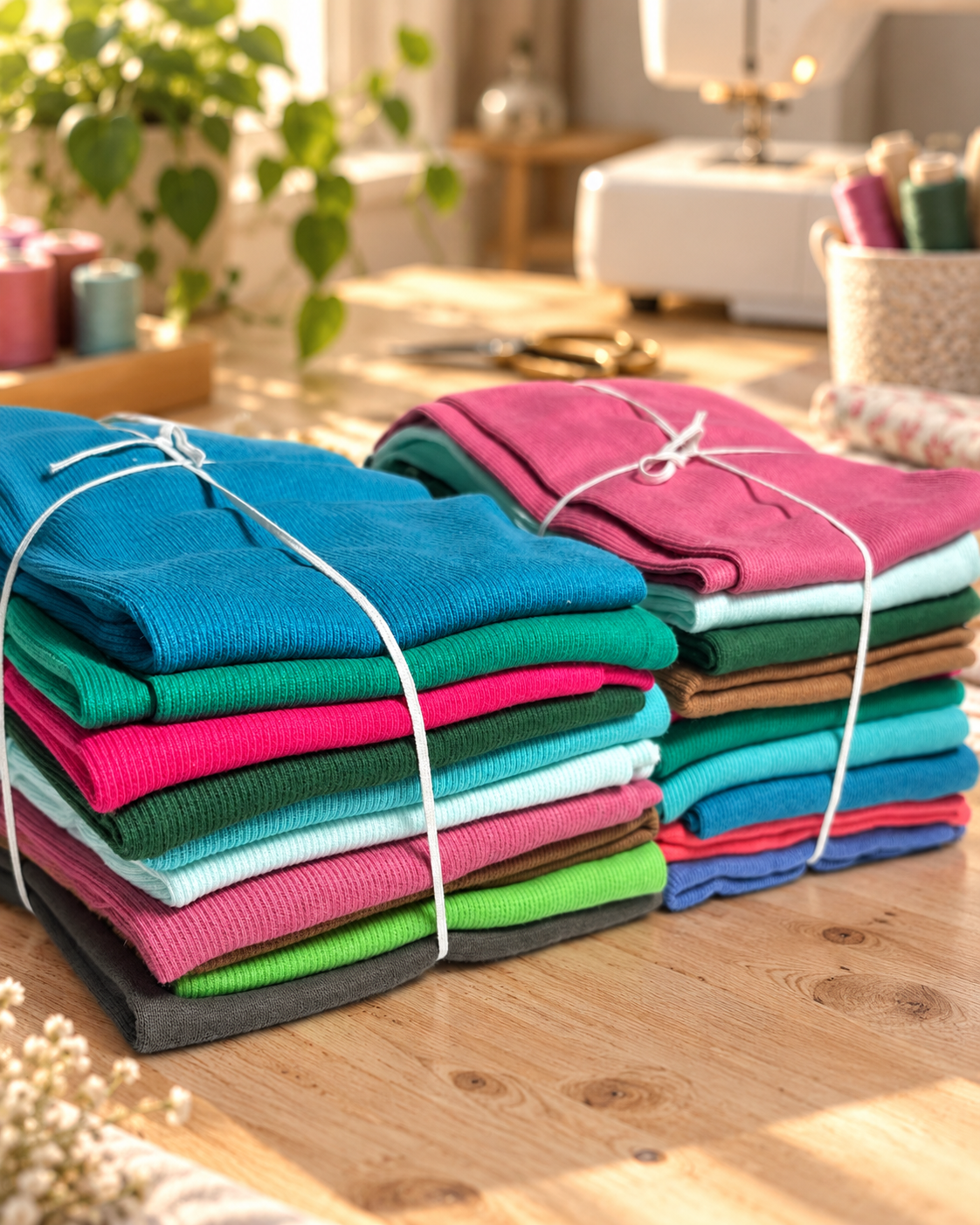 Bündchen Set 10 x 0,5 m | Fein- & Grobripp bunt gemischt | Probierset