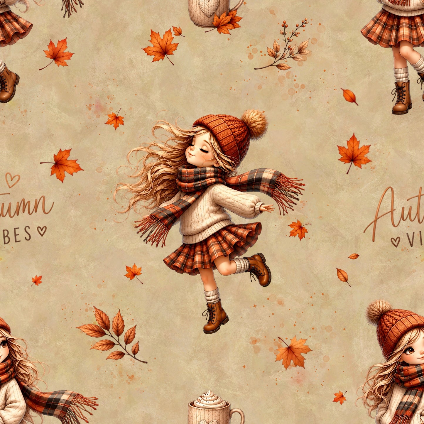 Herbstmädchen | Mädchen Stoff Meterware | Kinderstoff