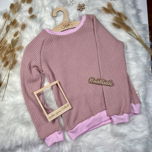 Handmade Pullover Waffelstrick in rosa Gr. 110