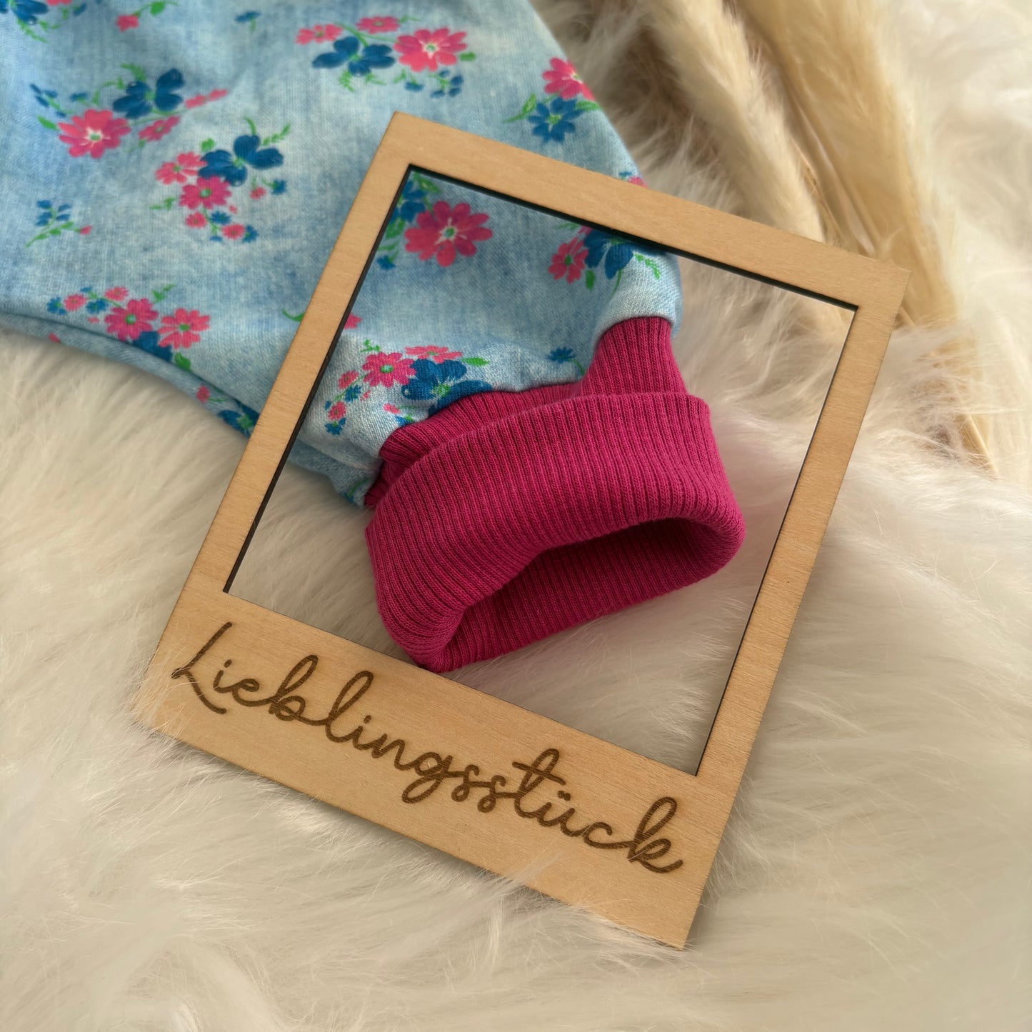 Pumphose Baby Blumen blau / Beere handgenäht | Gr. 56