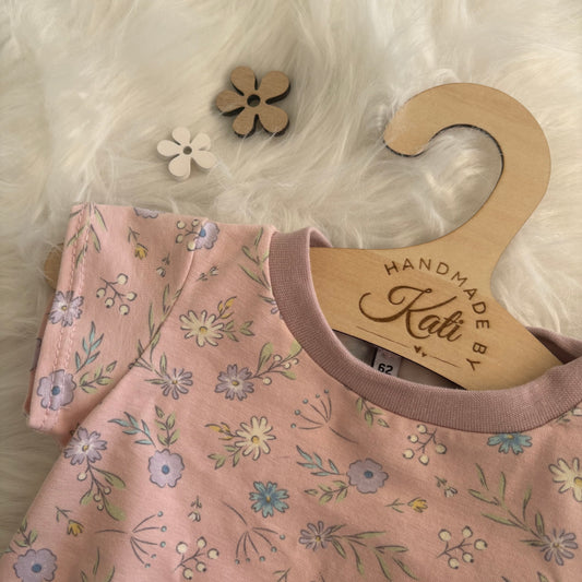 Handmade T-Shirt Gr. 62 – rosa mit Blumen  | SALE