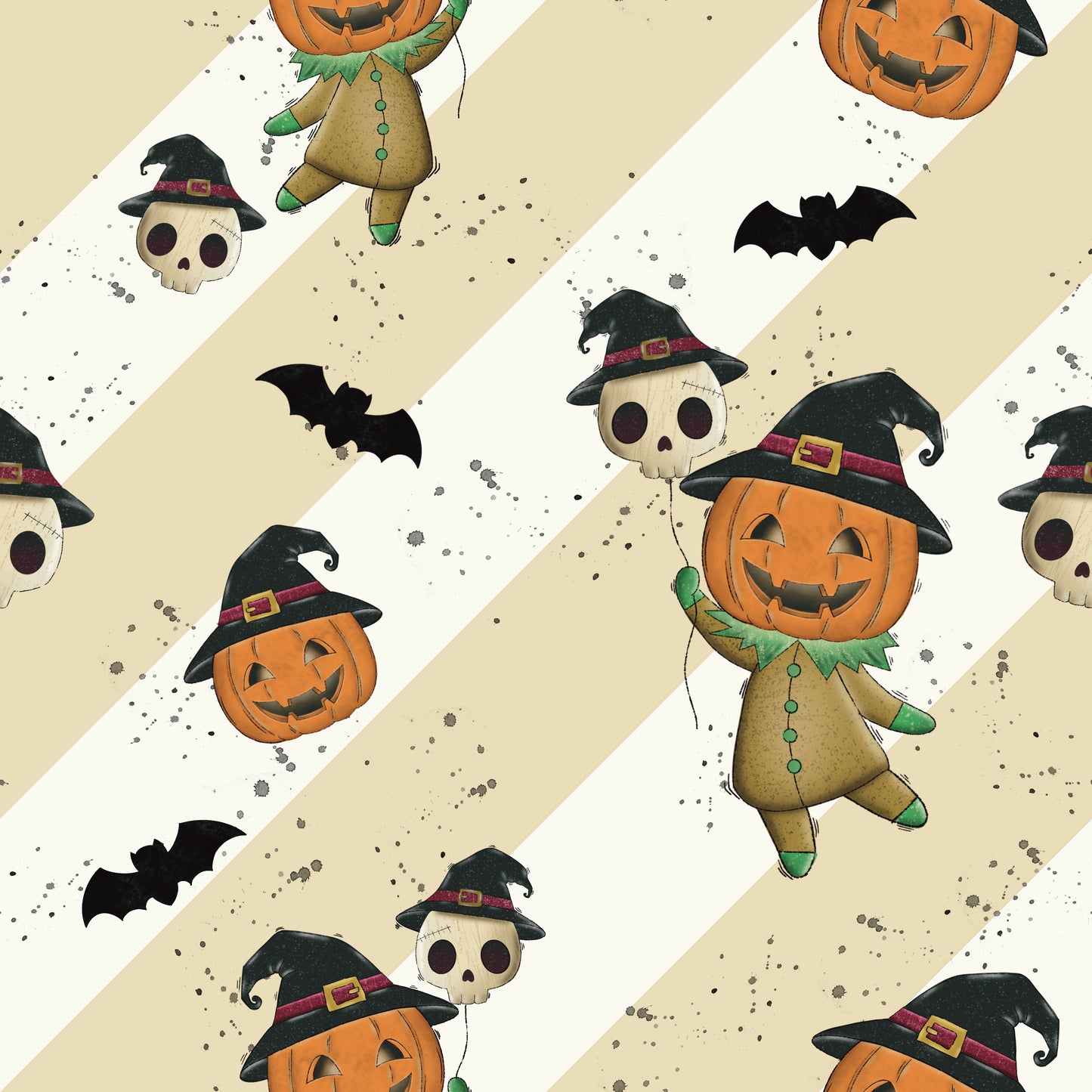 Kleine Kürbisgeister | Halloween Stoff Meterware | Kinderstoff