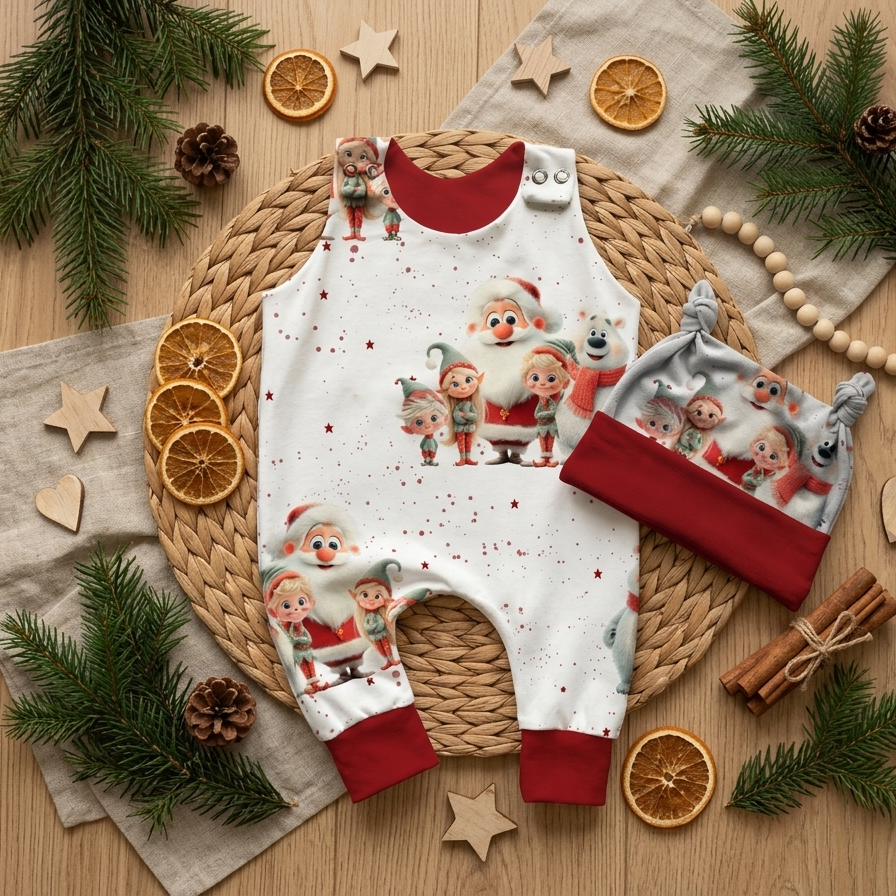 Baby Strampler Weihnachtsfreunde | handgenäht | Gr. 56–80