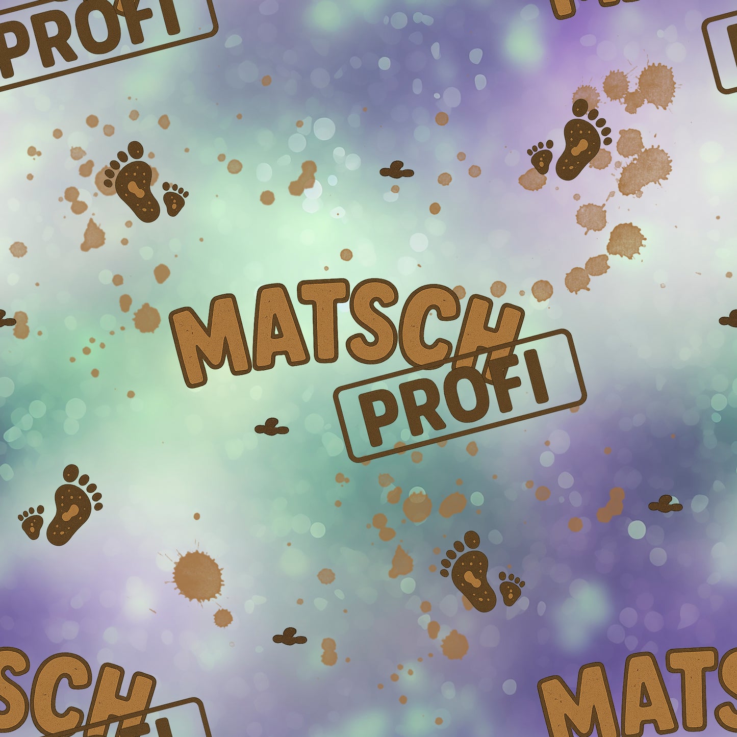Matsch Profi Lila - Mint | Matschfüße & Kleckse Stoff Meterware | Kinderstoff