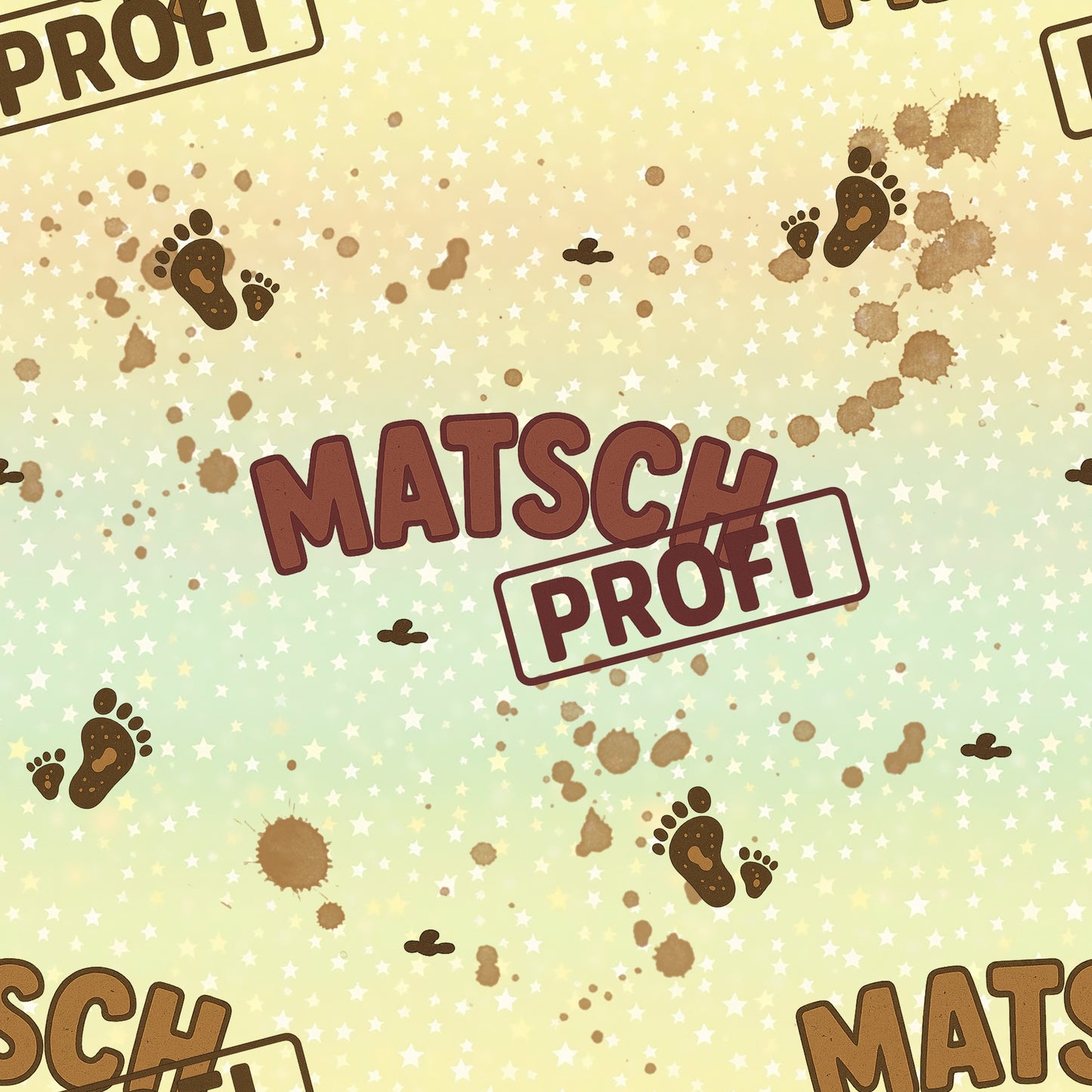 Matsch Profi gelb | Matschfüße & Kleckse Stoff Meterware | Kinderstoff