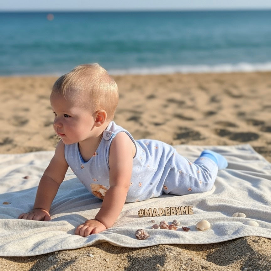 Baby Strampler Meerjungfrau blau Trägerfoto · handgenäht · Geschenk Geburt Mädchen · Handmade by Kati