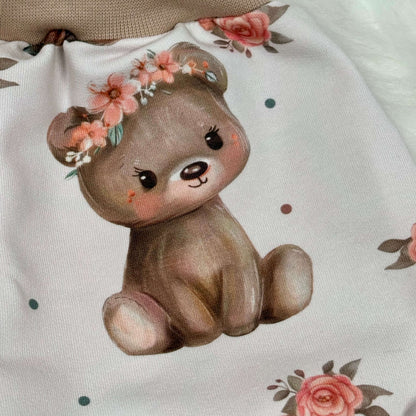 Handmade kurze Hose "süße Bären" in beige