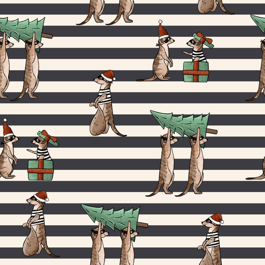 Erdmännchen Weihnachtsbande Stoff Meterware – Kinderstoff | Katzengold Design