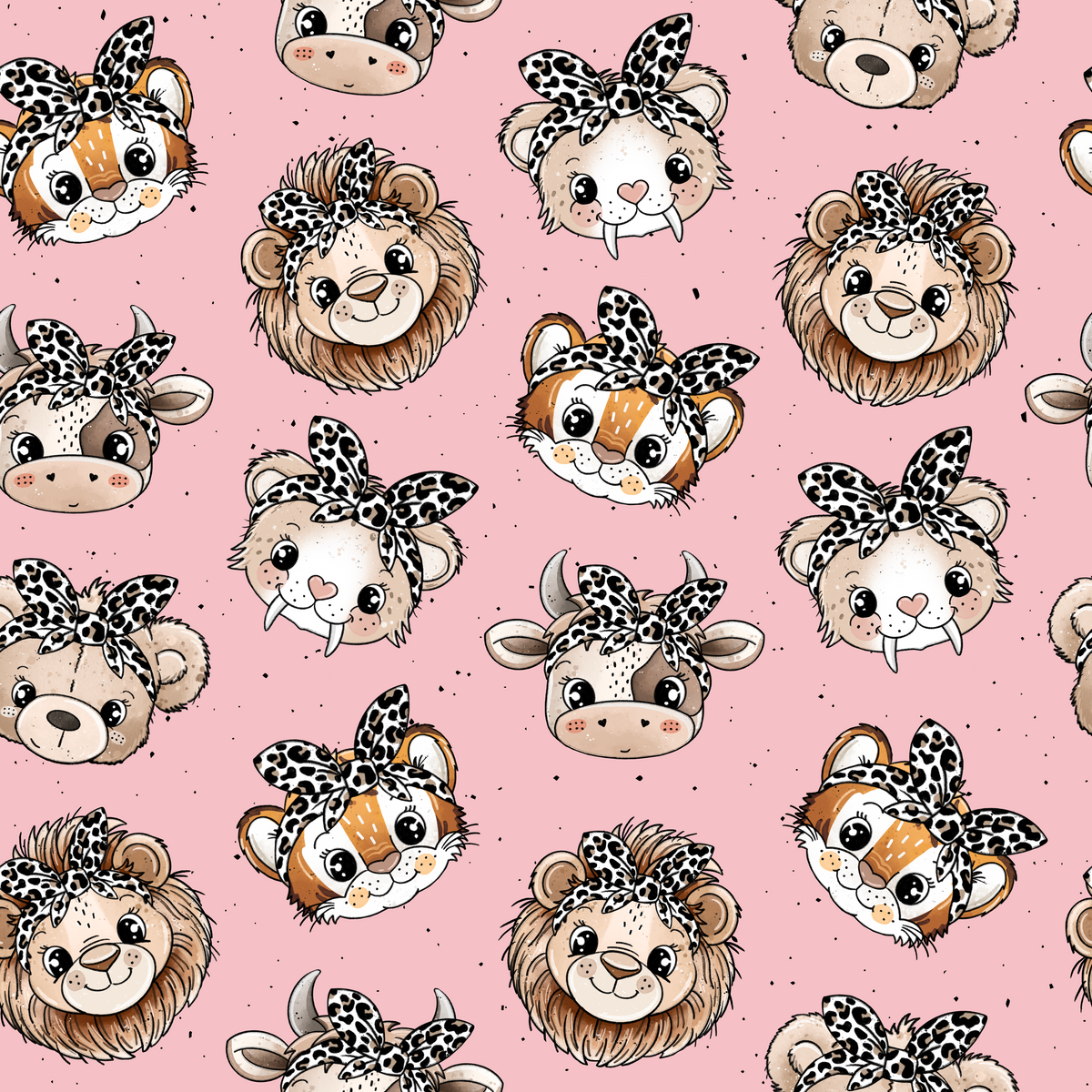ROAR Köpfe | Safari Kinderstoff Meterware | Katzengold Design