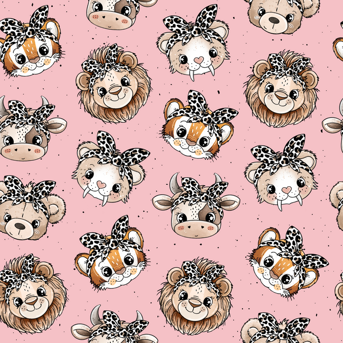 ROAR Köpfe | Safari Kinderstoff Meterware | Katzengold Design