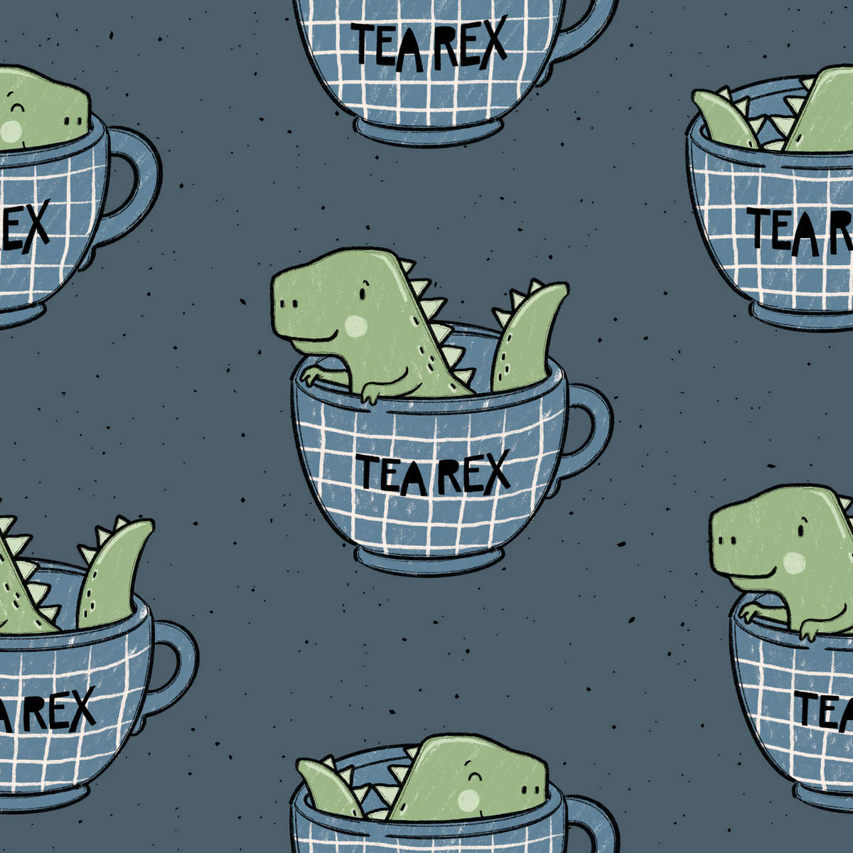 Dino Stoff „TeaRex" – Kinderstoff Meterware | Katzengold Design