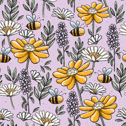 Wiese rosa Katzengold Design | Bienen Kinderstoff