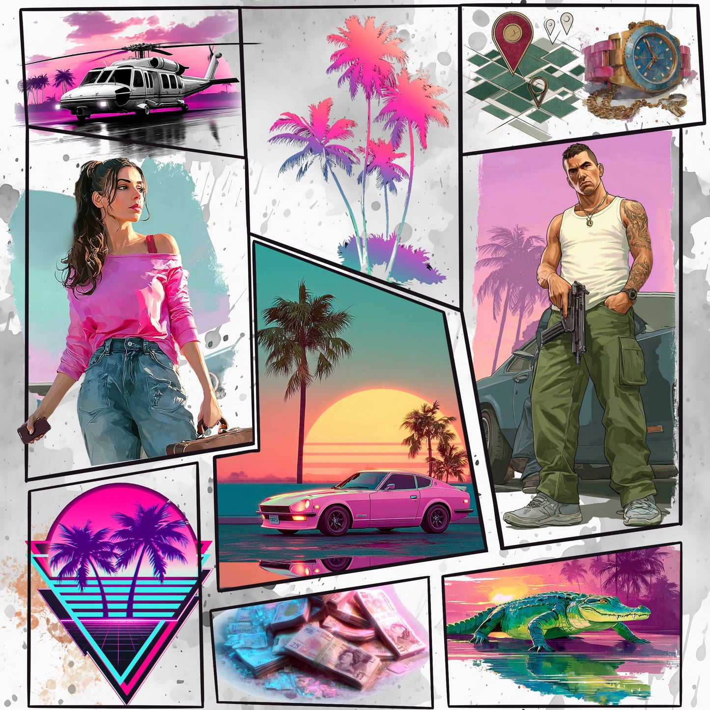 Miami Vibes - White | Gamer Stoff Meterware | Kinderstoff