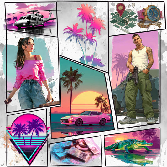Miami Vibes - White | Gamer Stoff Meterware | Kinderstoff