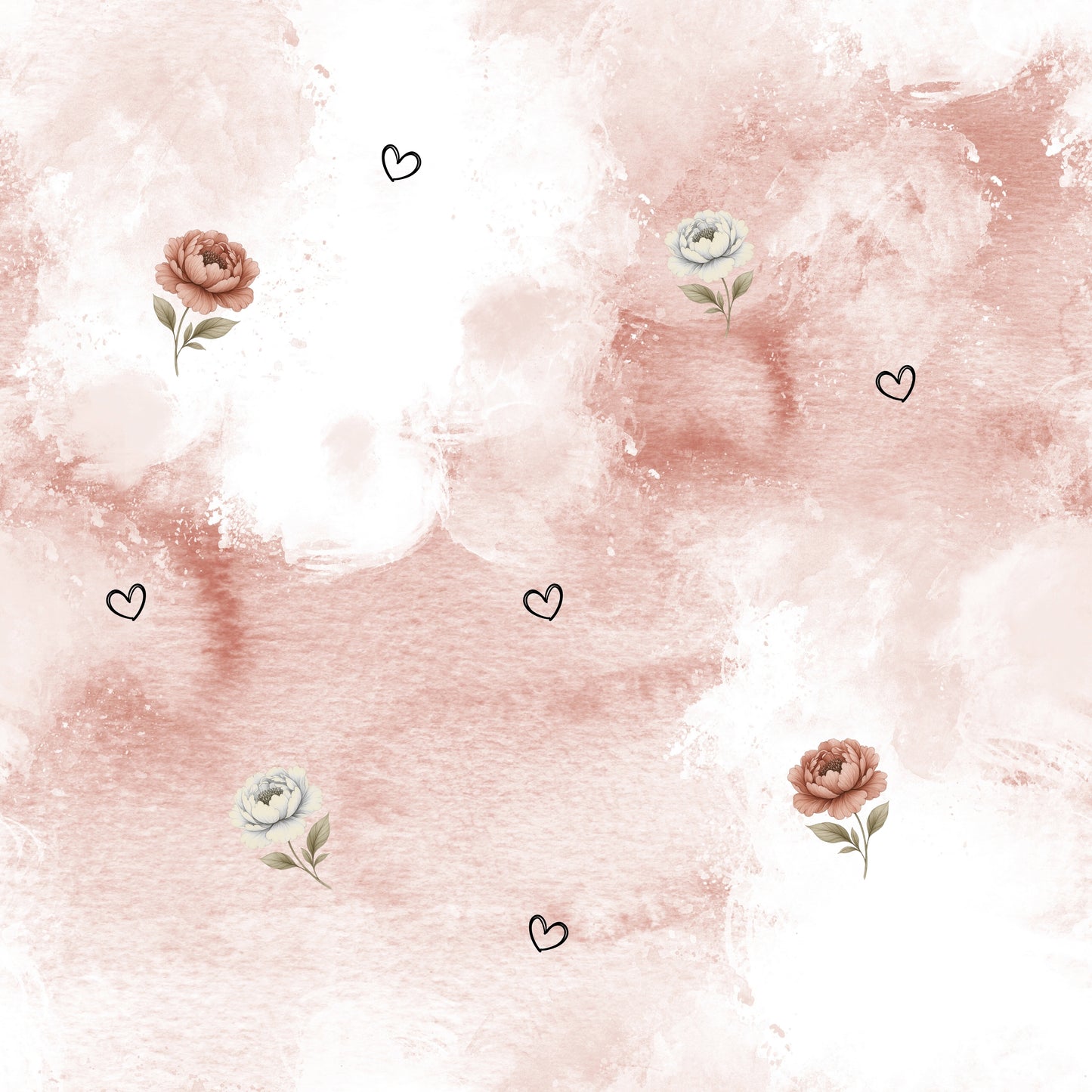 Flowers & Heart | Flower Fabric by the Meter | French Terry Kids' Fabric