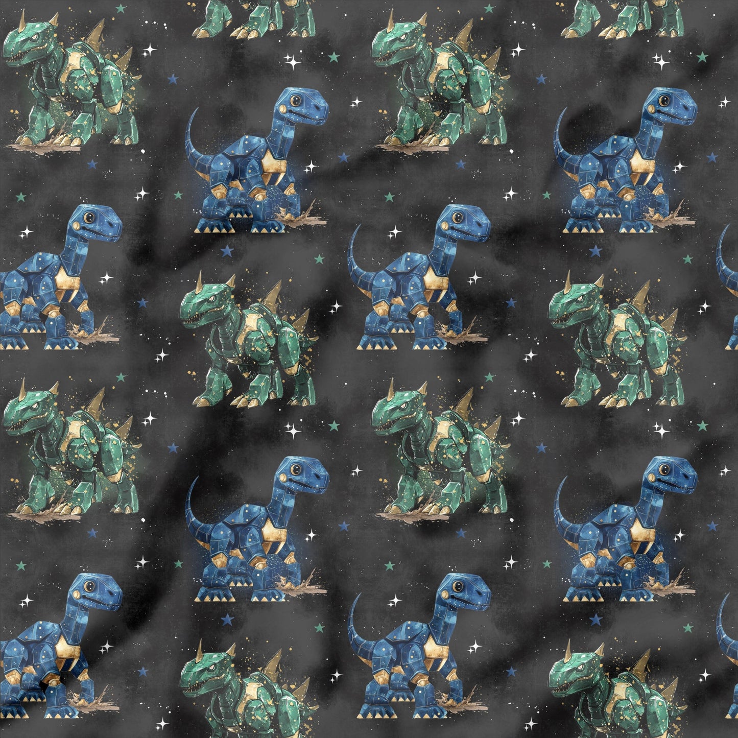 Robo Dinos | Dino Stoff Meterware | Kinderstoff
