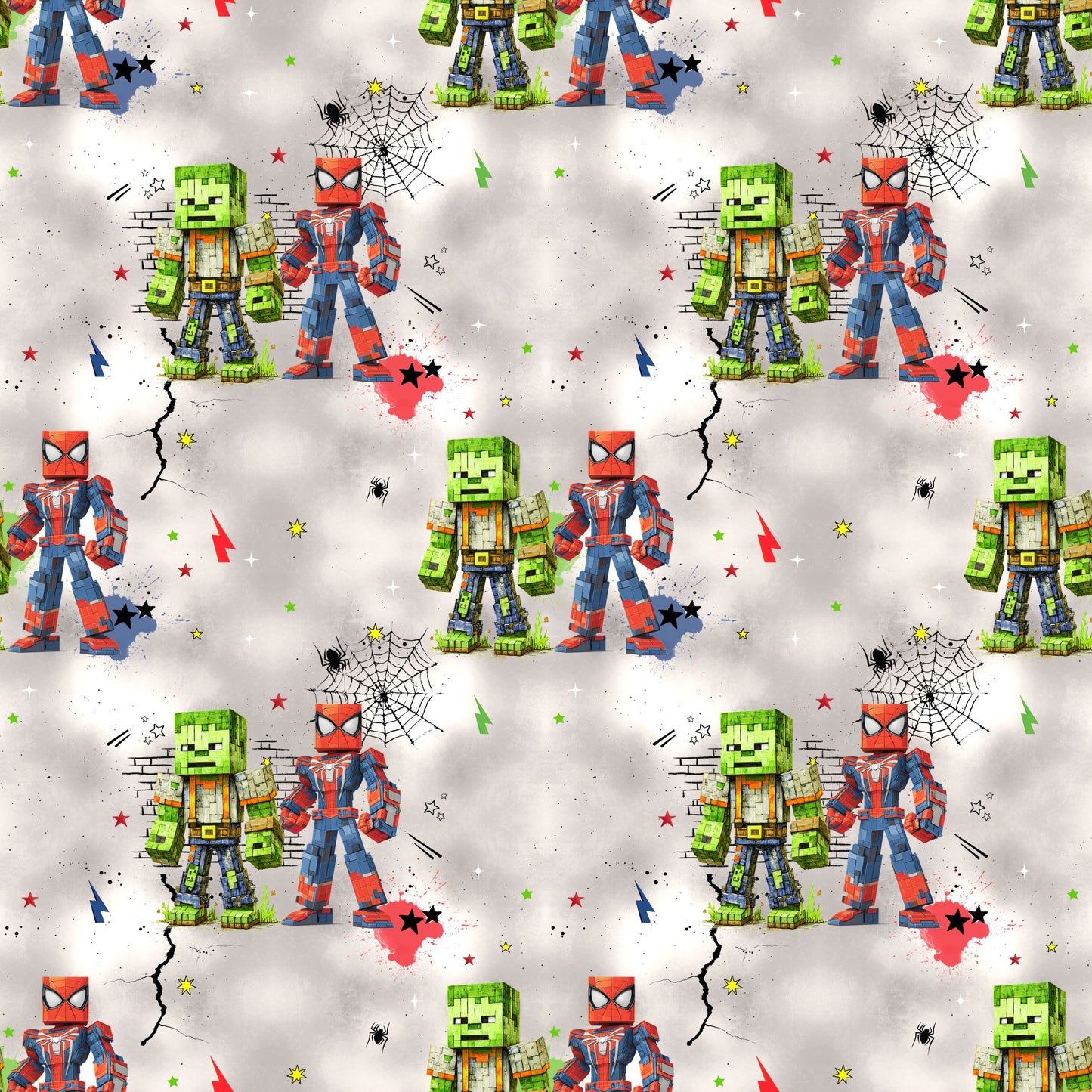 Pixel Heroes | Superhelden Stoff Meterware  | Kinderstoff