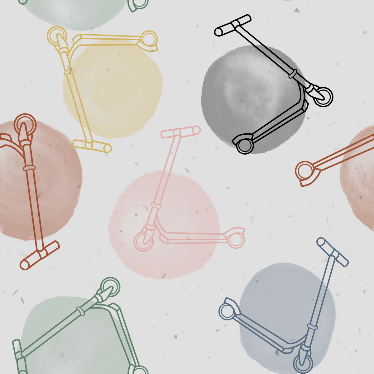 Roller Fahrt Aquarell | Roller Stoff Meterware | Kinderstoff