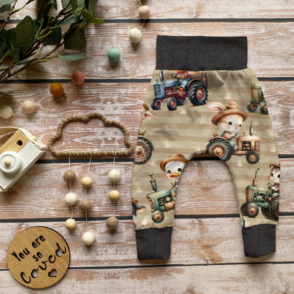 Pumphose Baby Bauernhof handgenäht | French Terry Set personalisiert