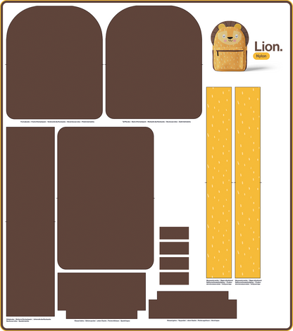 Rucksack Nähpanel für Kinder – Löwe Motiv Panel für DIY Kinderrucksack