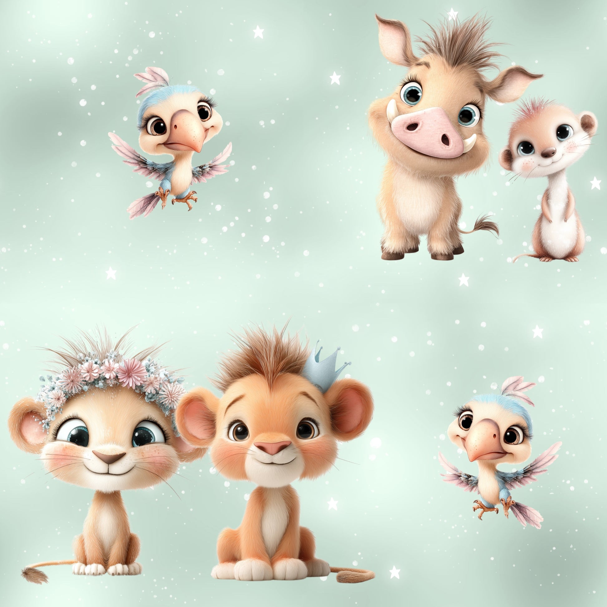 König der Minis Safari Kinderstoff Meterware – Löwe Jersey French Terry Handmade by Kati