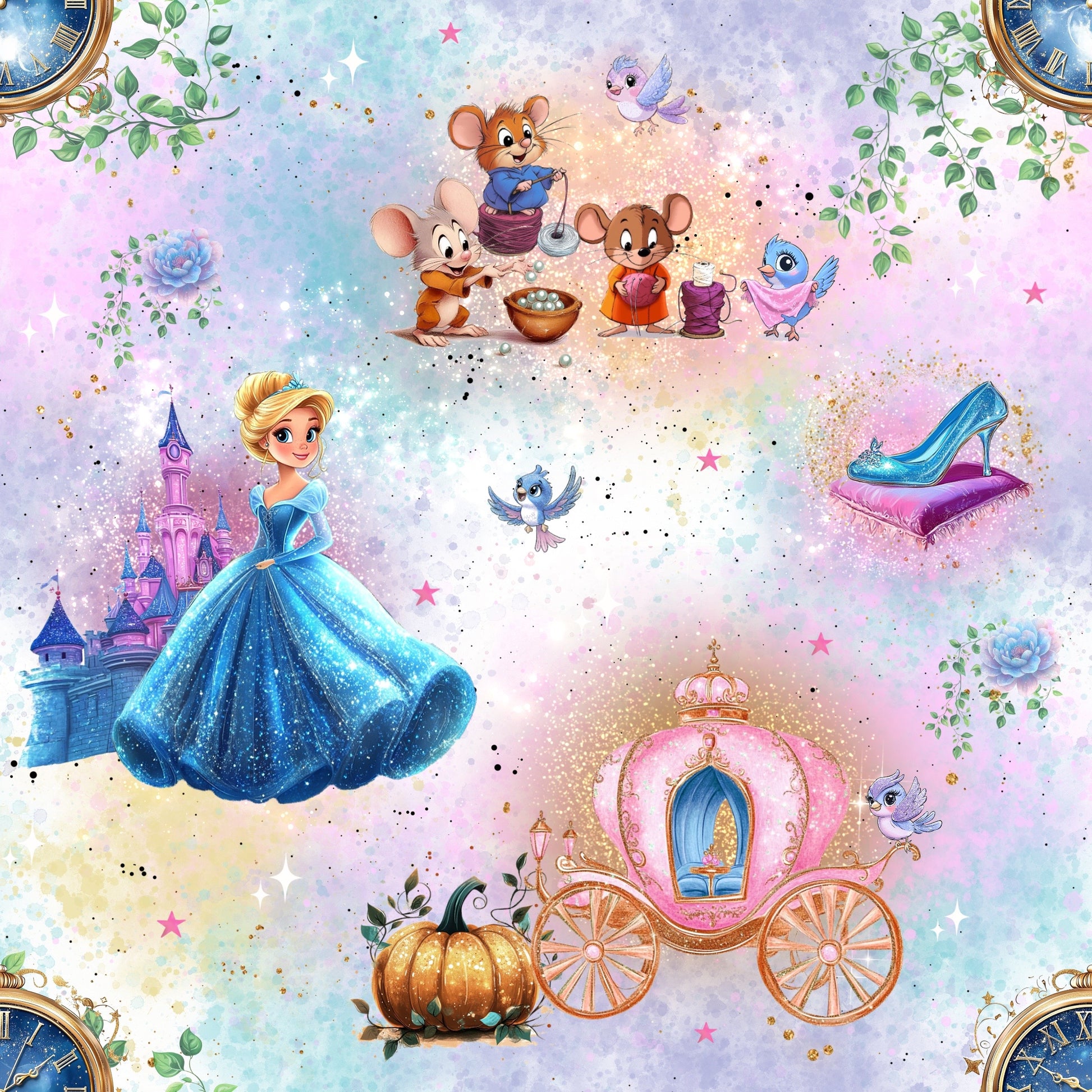 Midnight Princess Märchen Kinderstoff Meterware – Jersey French Terry Handmade by Kati