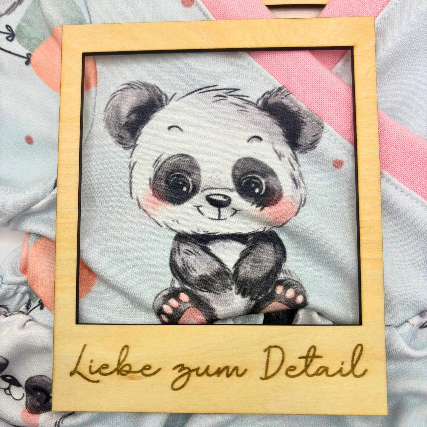 Handmade Baby Wickelkleid "Panda" mit rosa