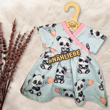 Handmade Baby Wickelkleid "Panda" mit rosa