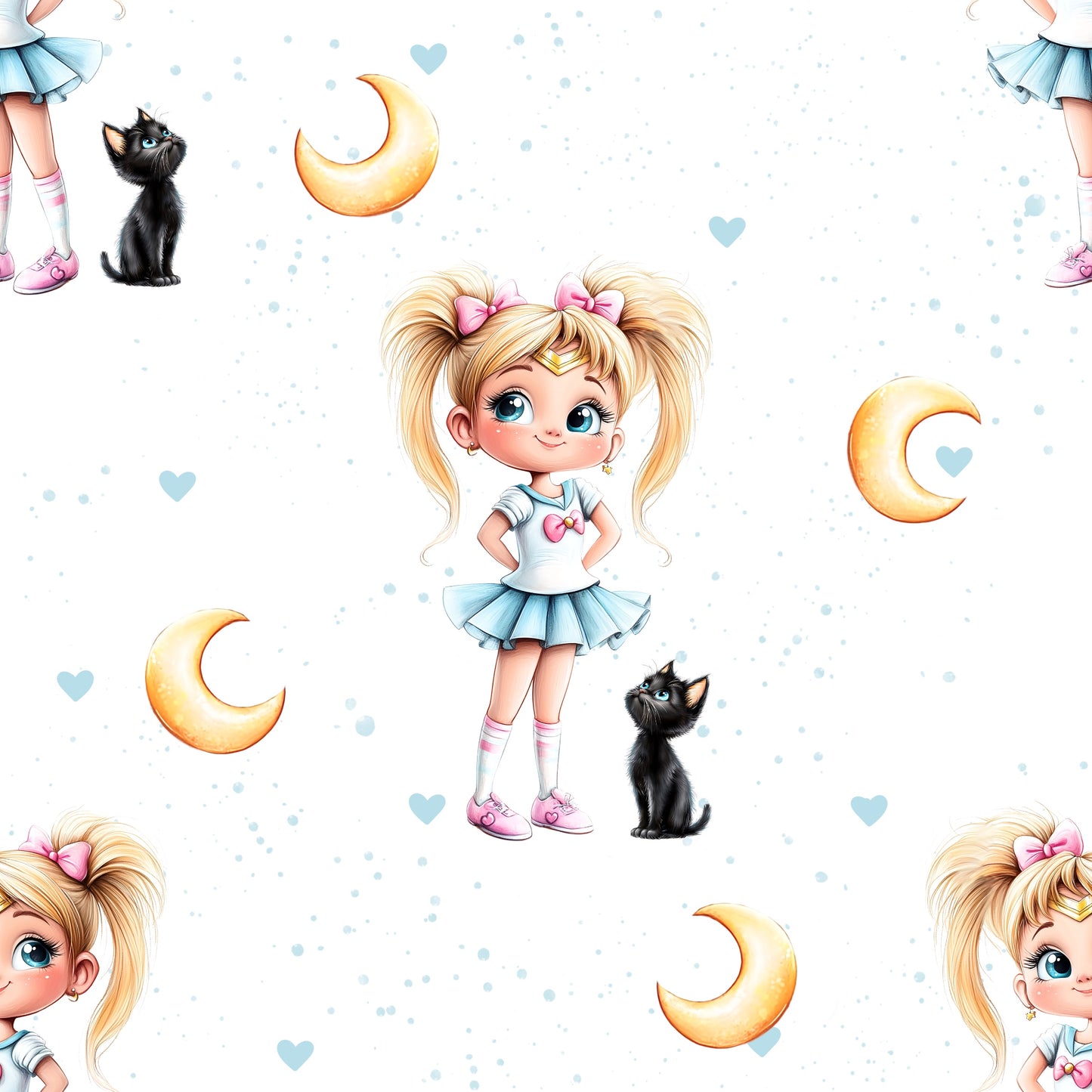Moon Girl | Anime Fabric by the Meter | Jersey Children's Fabric