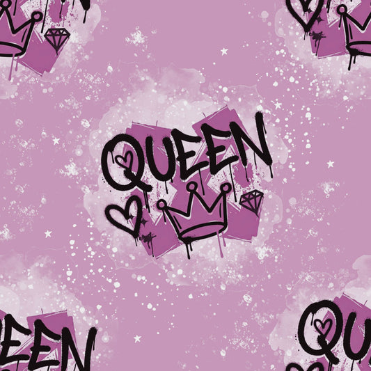 Queen Stoff Meterware | Graffiti Kinderstoff Mauve
