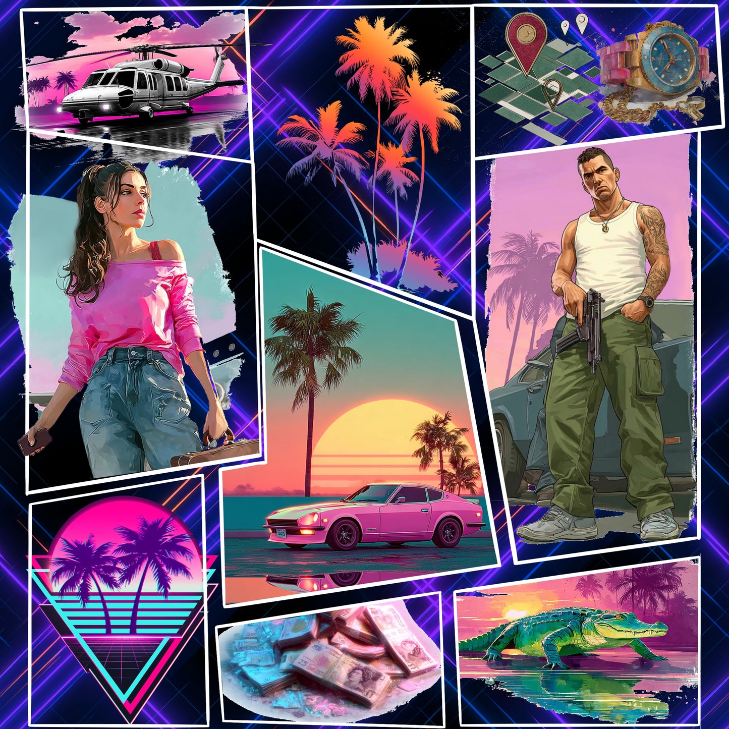 Miami Vibes - Neon | Gamer Stoff Meterware | Kinderstoff