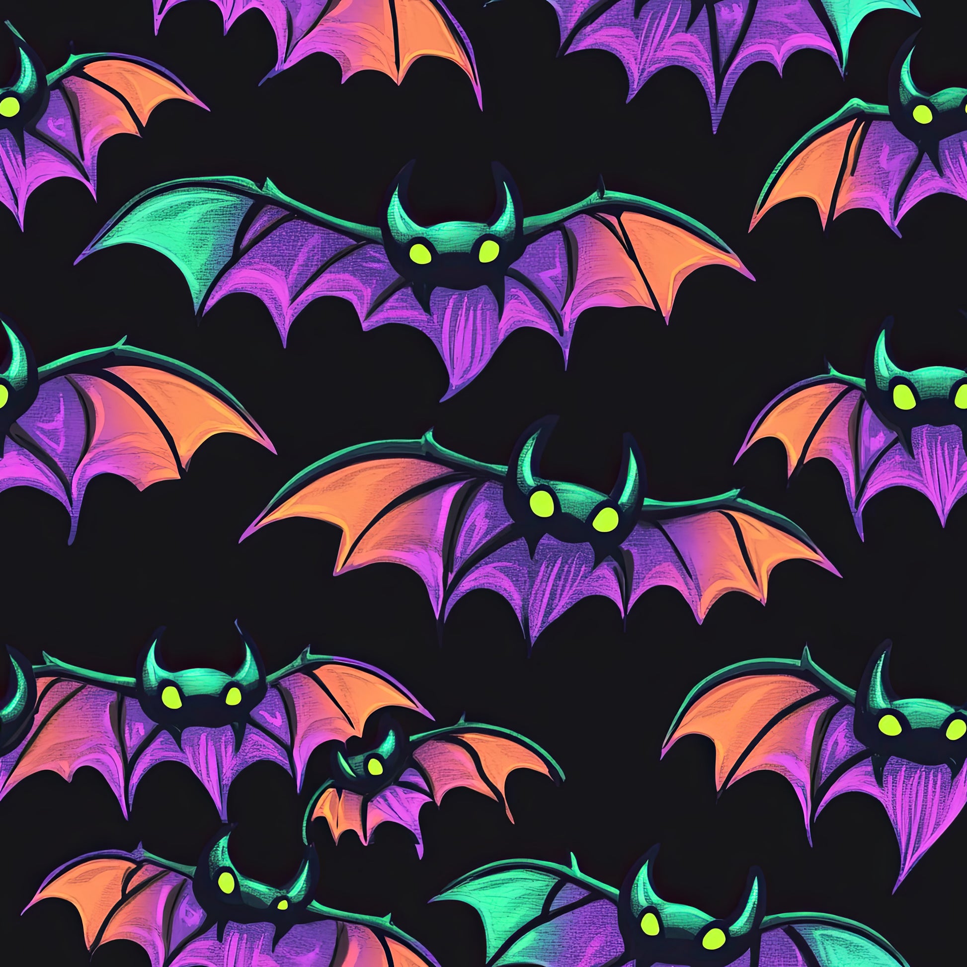 Neon Halloween Fledermaus Kinderstoff Meterware – Jersey French Terry Handmade by Kati