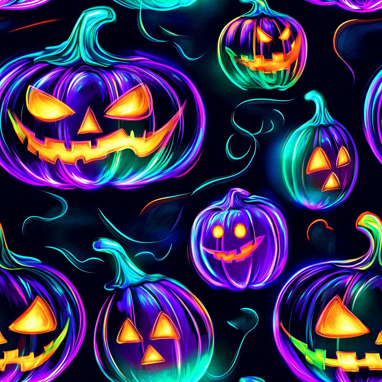 Neon Halloween Spooky Kürbis Kinderstoff Meterware – Jersey French Terry Handmade by Kati