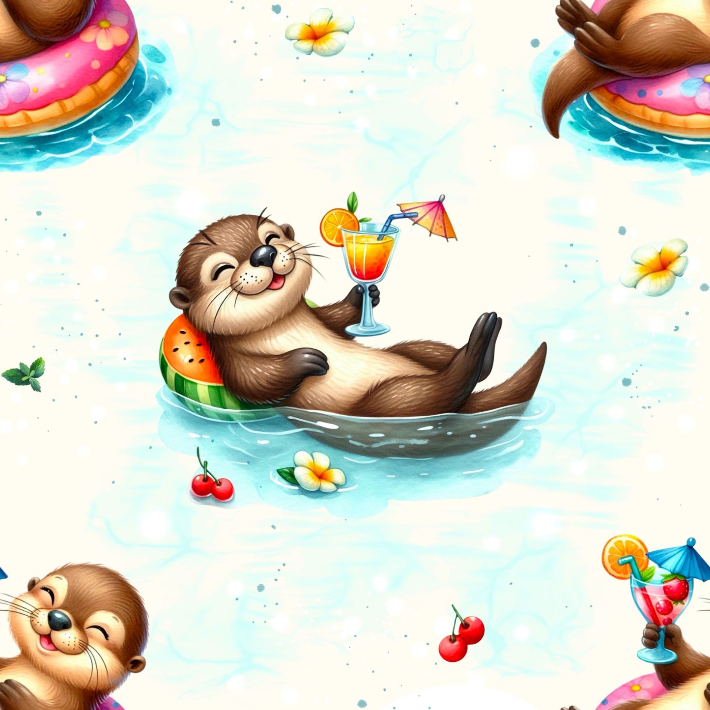Sommer Otter Poolparty Kinderstoff Meterware – Otter Jersey French Terry Handmade by Kati