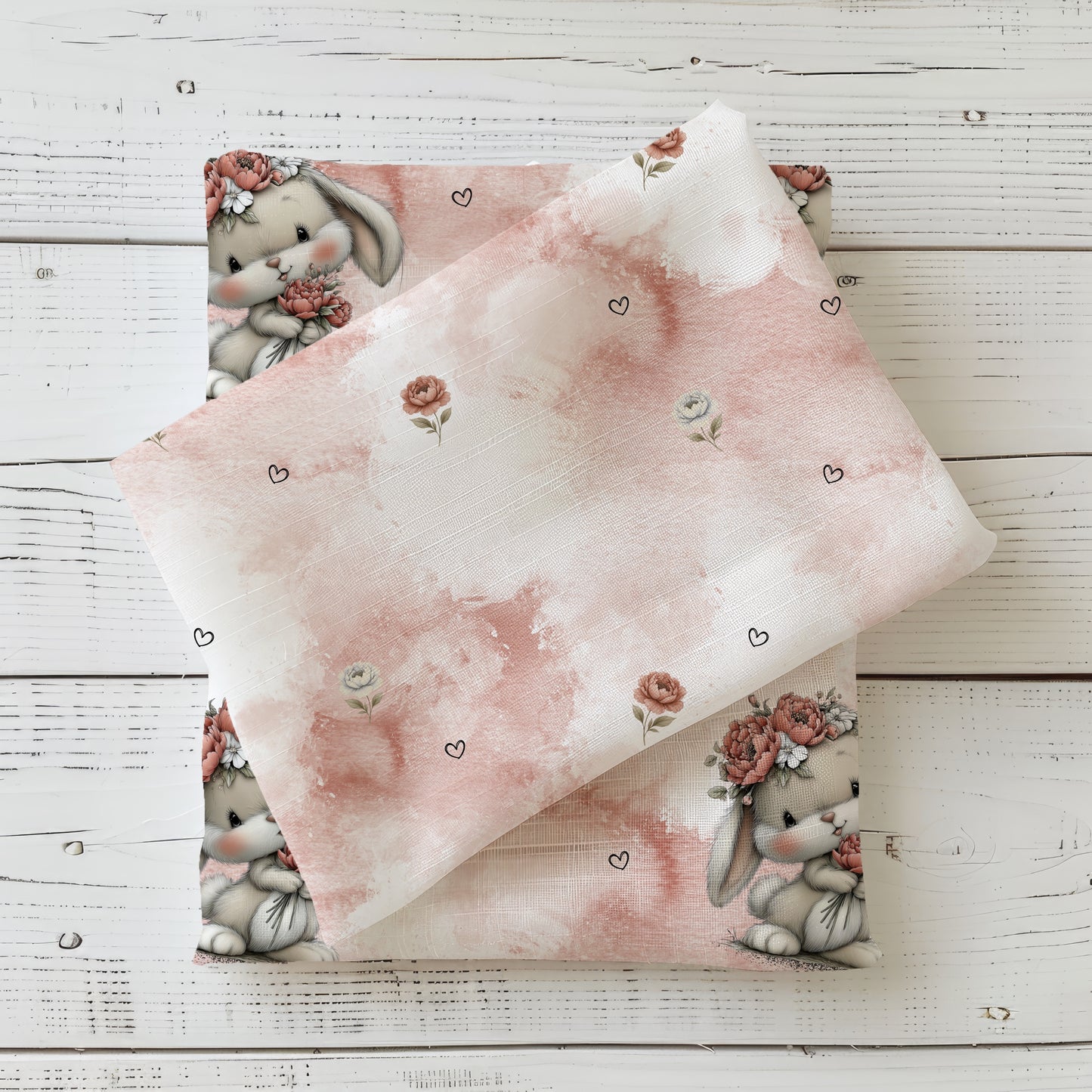 Flowers & Heart | Flower Fabric by the Meter | French Terry Kids' Fabric