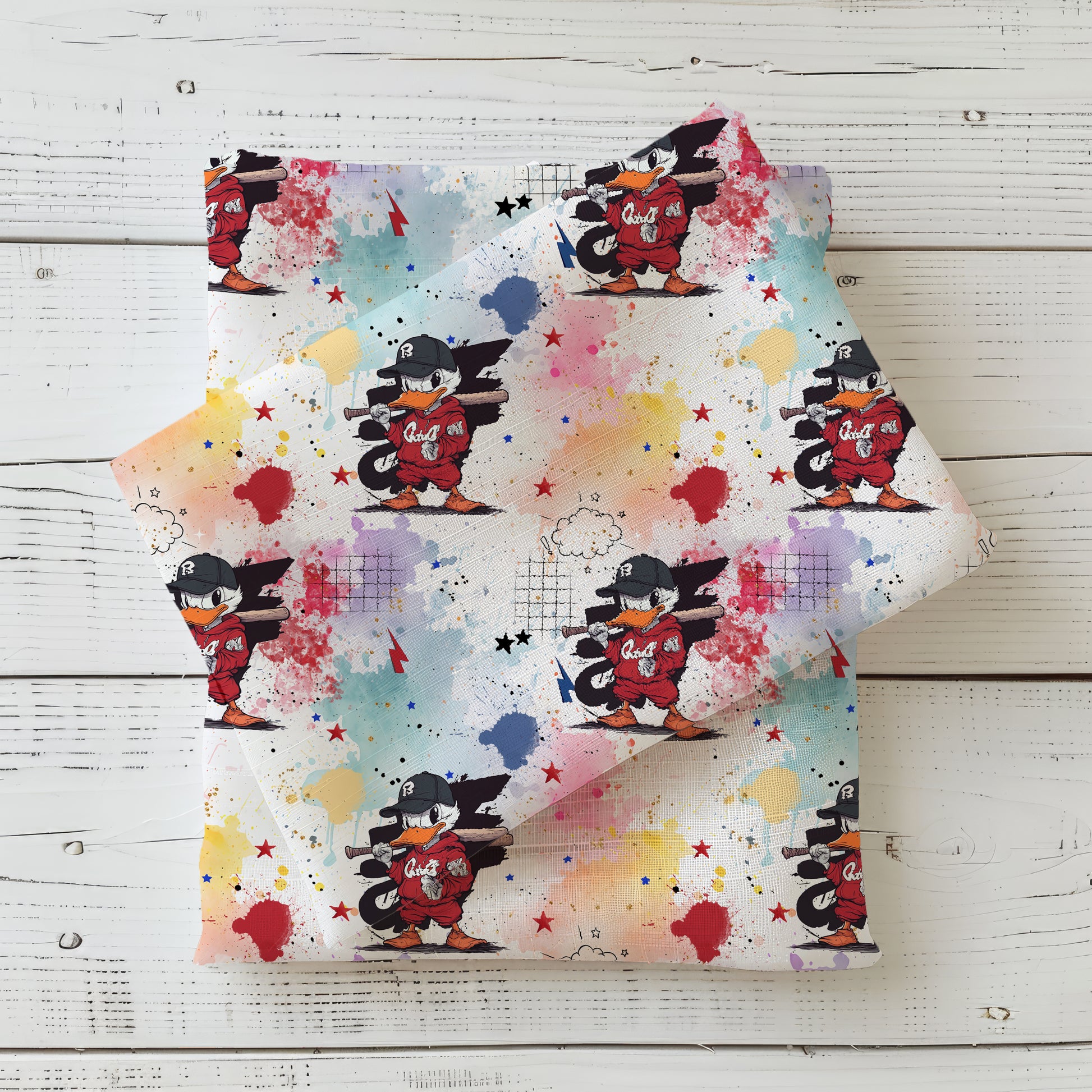 Baseball Ente Kinderstoff Farbvariante – Jersey Meterware Enten Tiermotiv