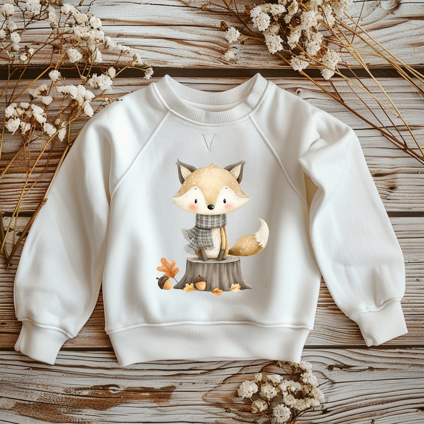 Kleiner Fuchs Baumstumpf DTF Transfer 15cm – Waldtier Bügelbild Applikation