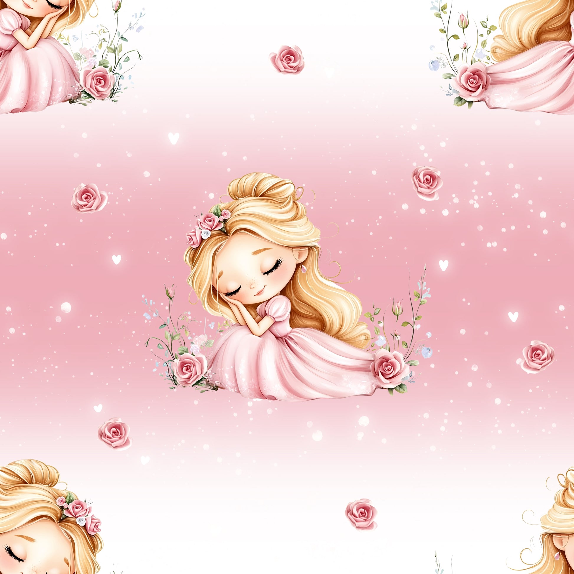 Sleeping Rose Märchen Kinderstoff Meterware – Rosen Jersey French Terry Handmade by Kati