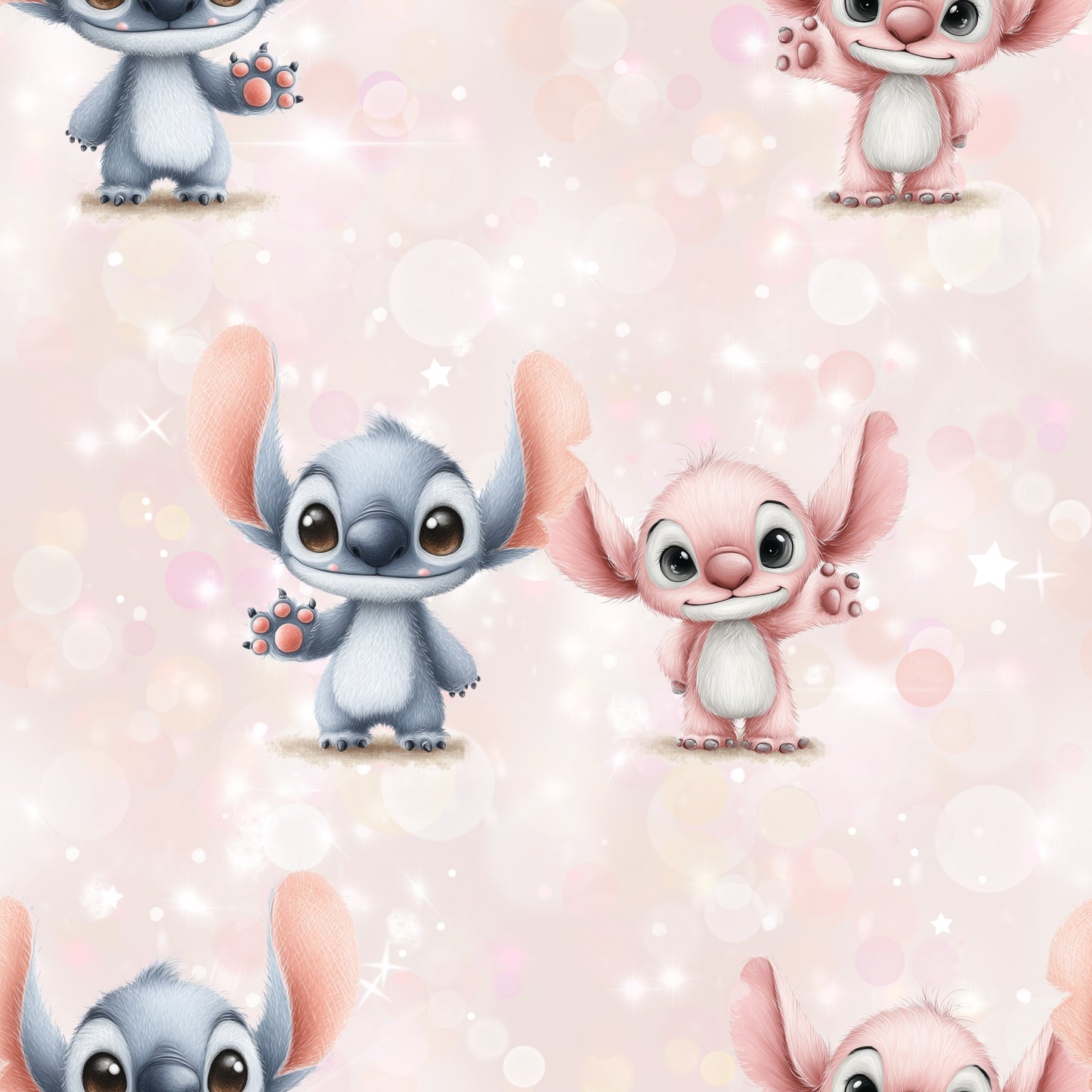 Ohana Freunde | Ohana  Stoff Meterware | Kinderstoff rosa