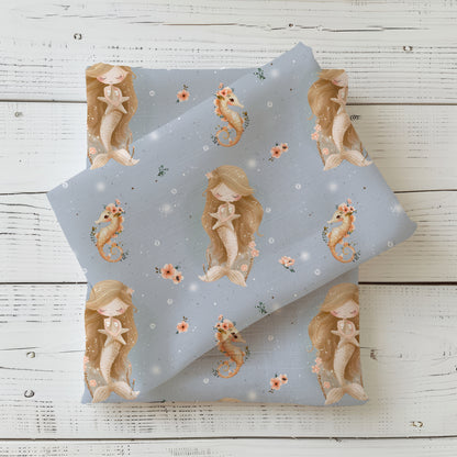 Kleine Meerjungfrau French Terry Meterware – Kinderstoff Tiermotiv Mädchen