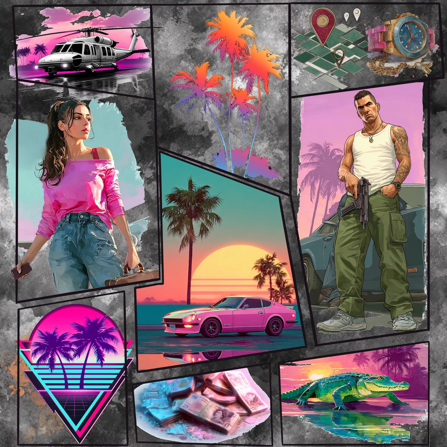 Miami Vibes - Stone | Gamer Stoff Meterware | Kinderstoff