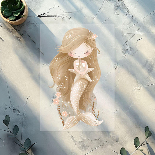 Meerjungfrau Kinder Bügelbild | DTF Transfer für Kleidung & Accessoires
