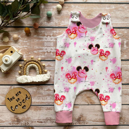 Baby Strampler Cookie Lover Trägerfoto · handgenäht · Mädchen rosa · Handmade by Kati