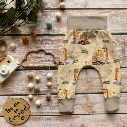 Pumphose Baby "Achtung Baustelle" handgenäht |  Set personalisiert